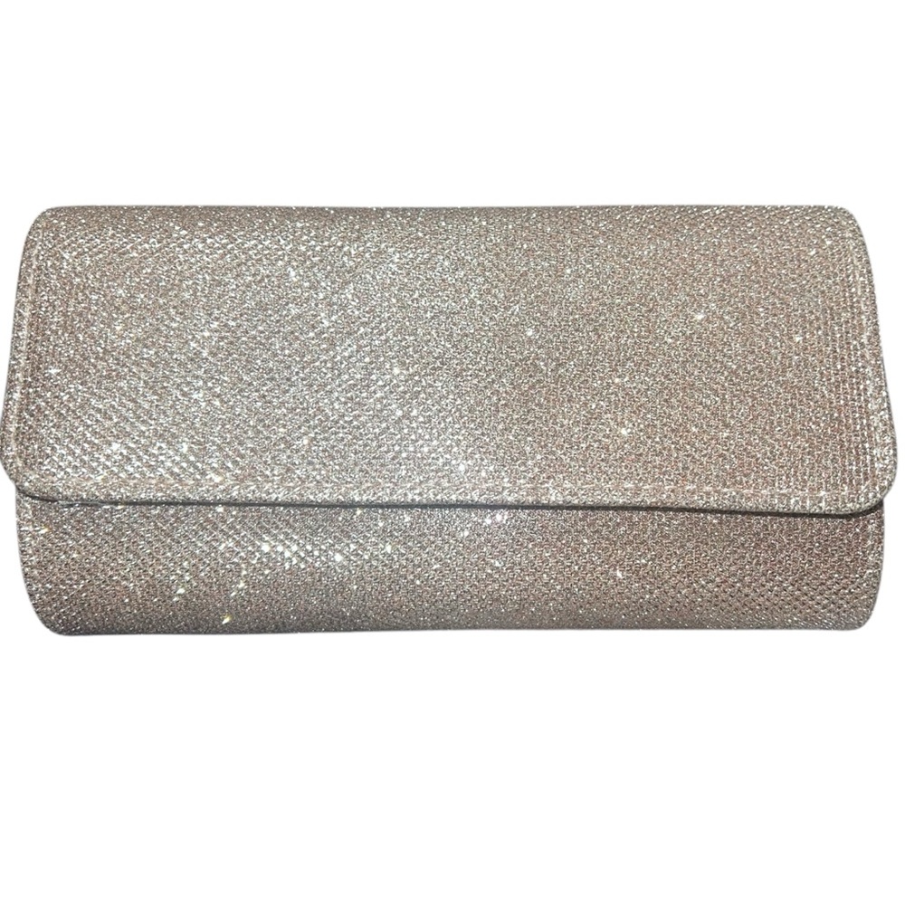 Gold sparkle clutch purse with strap